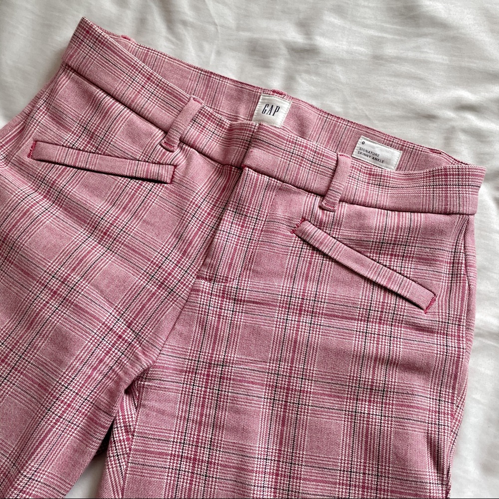 GAP Bubblegum Pink Plaid Signature Skinny Ankle